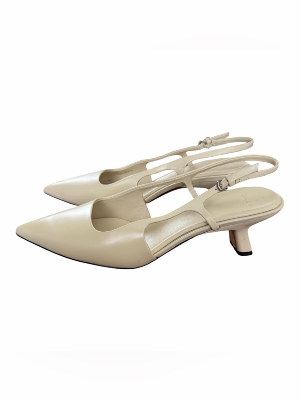 Vince Cream Pointed-Toe Slingback Kitten Heels‎
